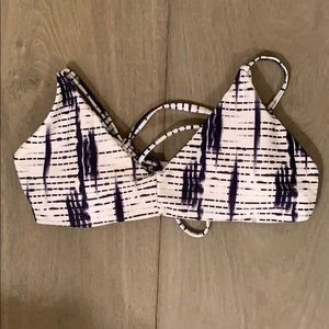 Zaful blue and white bikini top